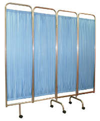 FASTAID PRIVACY SCREEN FOUR-FOLD WITH WHEELS STAINLESS STEEL FRAME